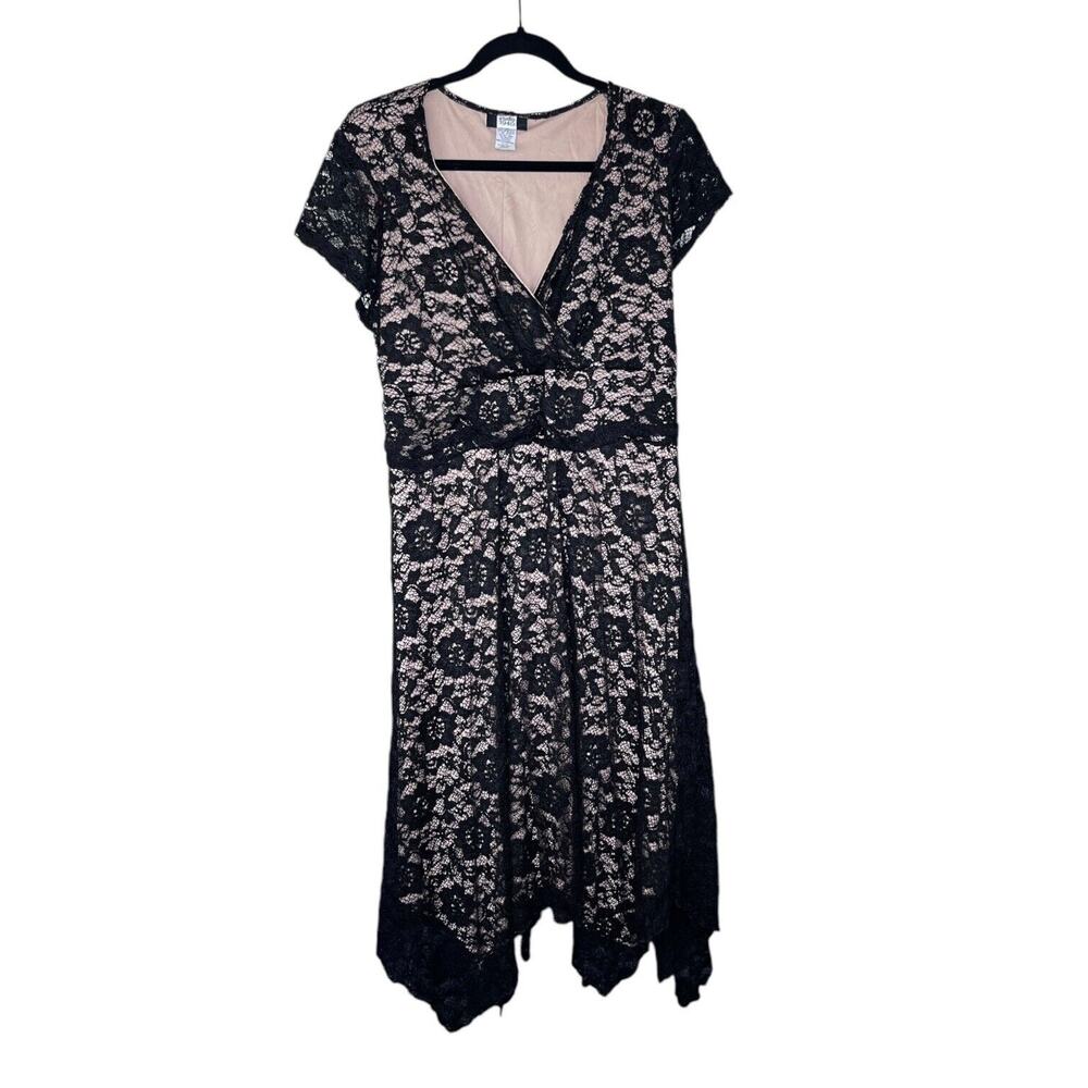 1940's‎ Studio Black Lace Art Deco Whimsygoth Fairy Goth Style Dress Size 20